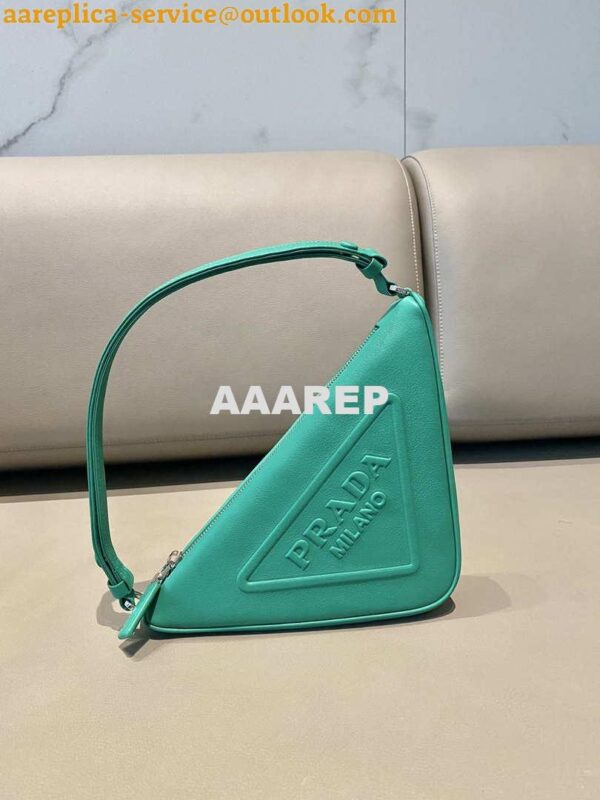 Replica Prada 1NQ043 Triangle leather pouch Lake Blue