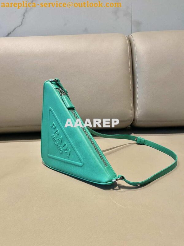 Replica Prada 1NQ043 Triangle leather pouch Lake Blue 2