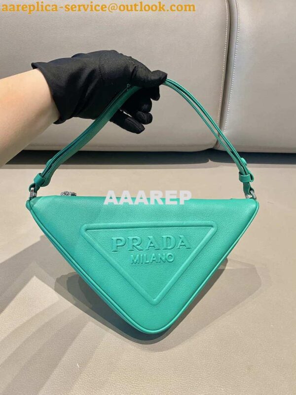 Replica Prada 1NQ043 Triangle leather pouch Lake Blue 7