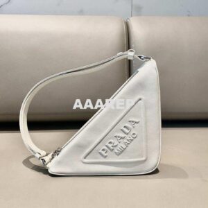 Replica Prada 1NQ043 Triangle leather pouch White