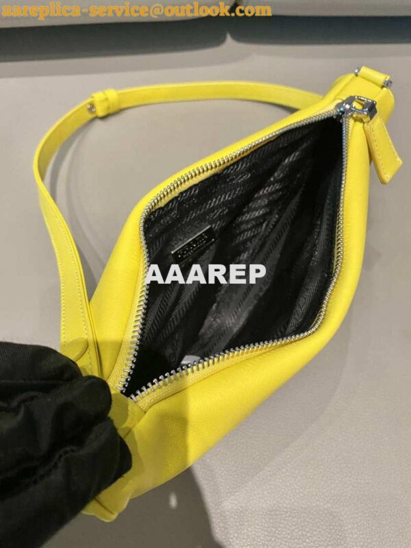 Replica Prada 1NQ043 Triangle leather pouch Yellow 7