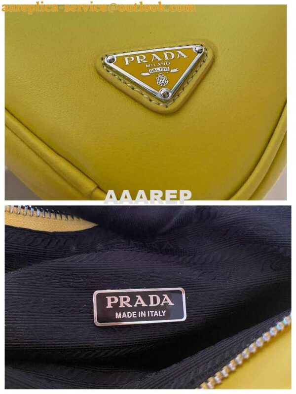 Replica Prada 1NQ043 Triangle leather pouch Yellow 8