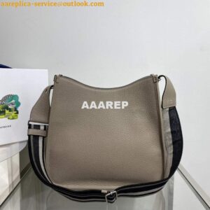 Replica Prada Leather hobo bag 1BC073 Clay Gray