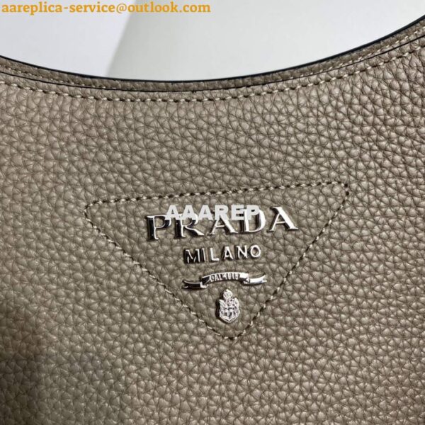 Replica Prada Leather hobo bag 1BC073 Clay Gray 5