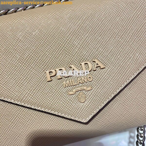 Replica Prada Monochrome Saffiano leather bag 1BD127 Beige 4