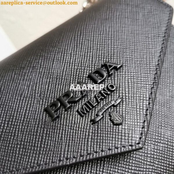 Replica Prada Monochrome Saffiano leather bag 1BD127 Black 3