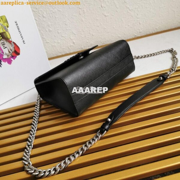 Replica Prada Monochrome Saffiano leather bag 1BD127 Black 8