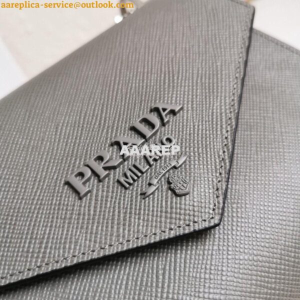 Replica Prada Monochrome Saffiano leather bag 1BD127 Grey 3