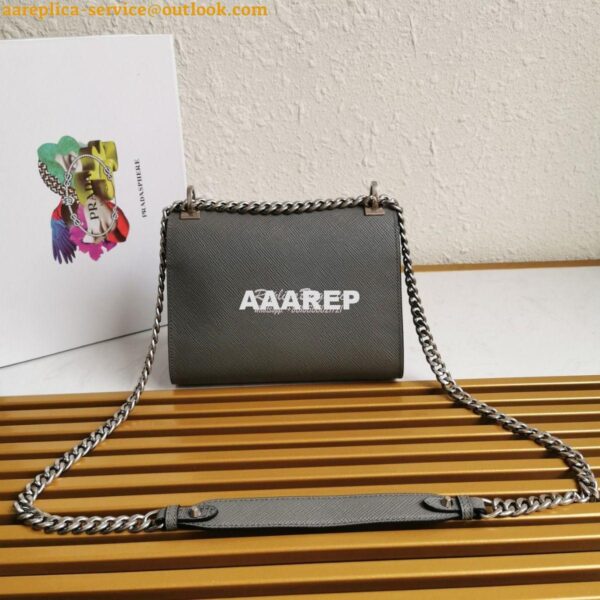 Replica Prada Monochrome Saffiano leather bag 1BD127 Grey 5