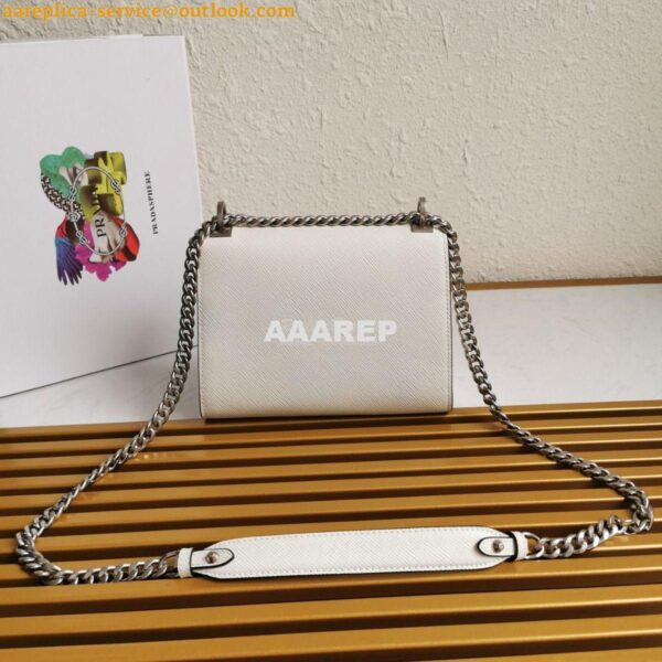 Replica Prada Monochrome Saffiano leather bag 1BD127 White 5