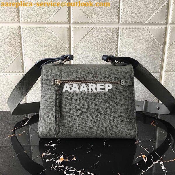 Replica Prada Monochrome Saffiano Leather Bag 1bd186 Grey 4