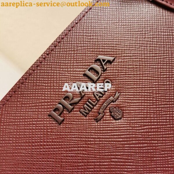 Replica Prada Monochrome Wine Saffiano Leather Bag 4