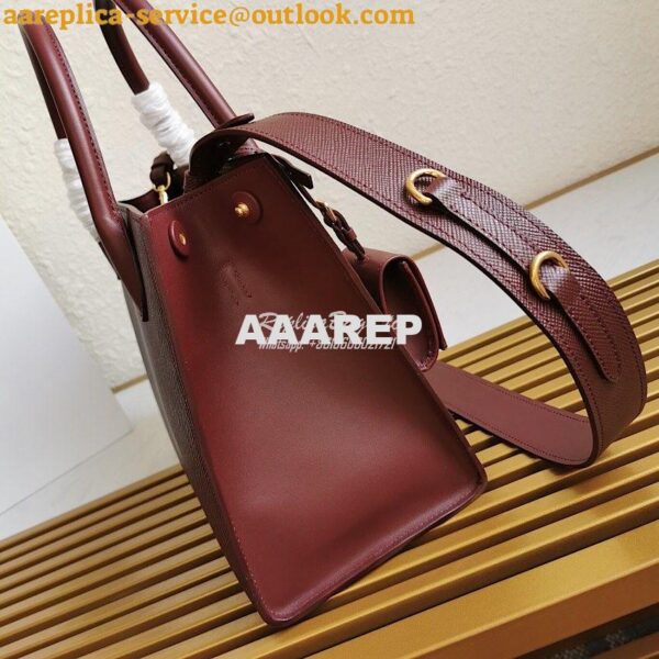Replica Prada Monochrome Wine Saffiano Leather Bag 5