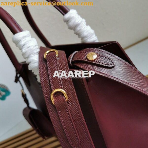 Replica Prada Monochrome Wine Saffiano Leather Bag 6