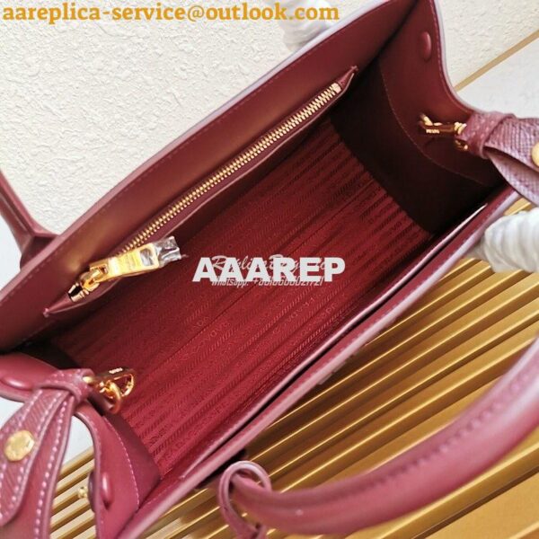 Replica Prada Monochrome Wine Saffiano Leather Bag 7