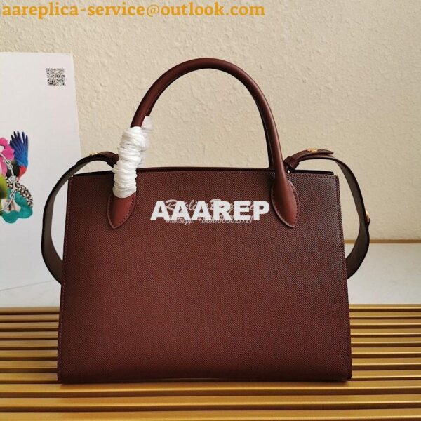 Replica Prada Monochrome Wine Saffiano Leather Bag 9