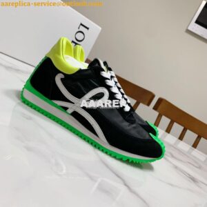 Replica Loewe Flow Runner In Nylon And Suede L815282 Black-Neon Green