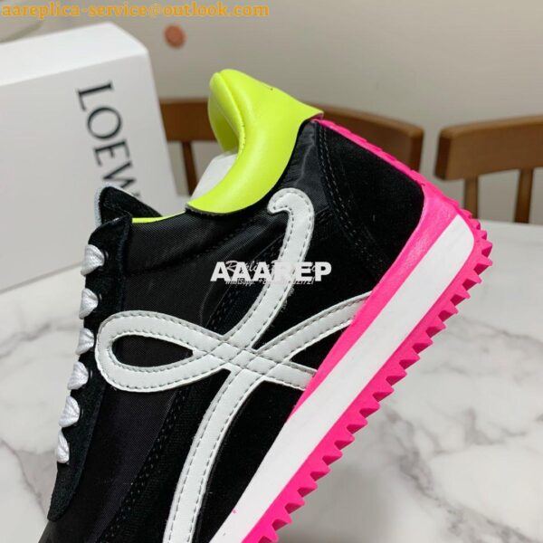 Replica Loewe Flow Runner In Nylon And Suede L815282 Black-Neon Pink 8