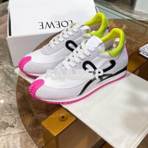 Replica Loewe Flow Runner In Nylon And Suede L815282 White-Neon Pink 2