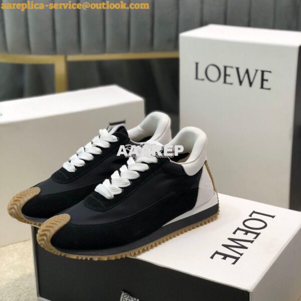 Replica Loewe Flow Runner in Nylon L814282 Black White 2