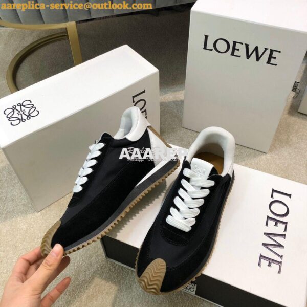 Replica Loewe Flow Runner in Nylon L814282 Black White 3