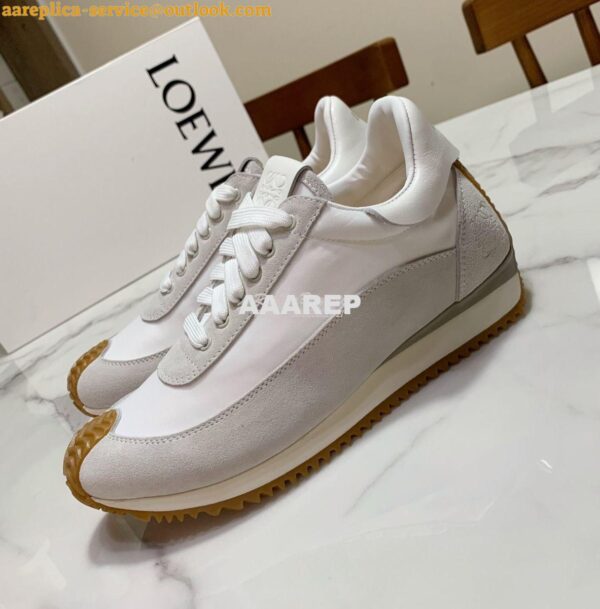 Replica Loewe Flow Runner in Nylon L814282 Grey White 4