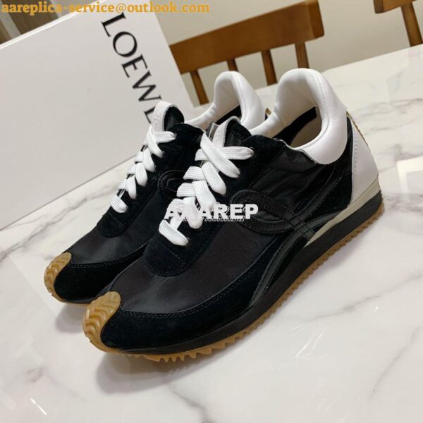 Replica Loewe Flow Runner in Nylon L815282 Black White 3