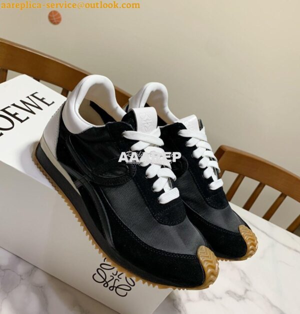 Replica Loewe Flow Runner in Nylon L815282 Black White 3