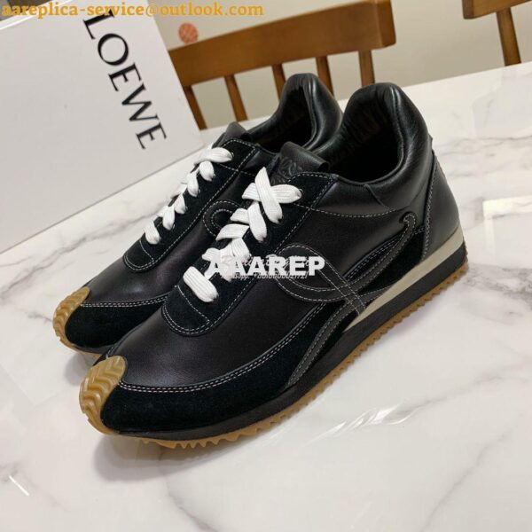 Replica Loewe Flow Runner in Suede L815282 Black Leather 3