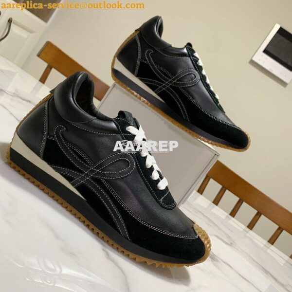 Replica Loewe Flow Runner in Suede L815282 Black Leather 4