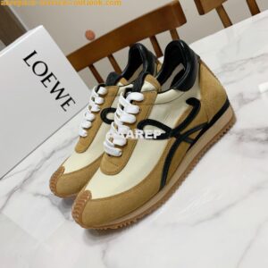 Replica Loewe Flow Runner in Suede L815282 Gold Black