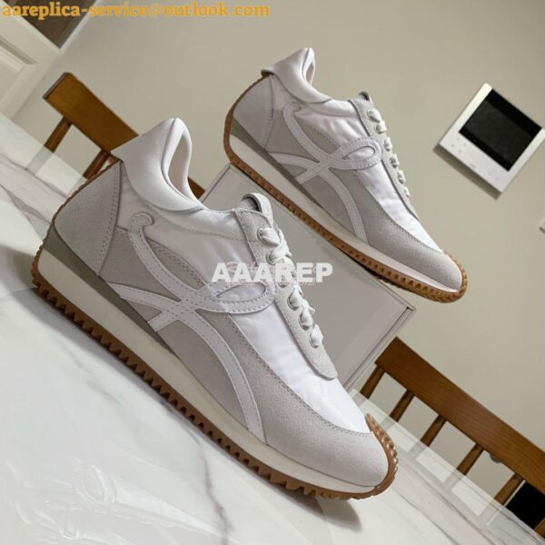 Replica Loewe Flow Runner in Suede L815282 Grey White 3