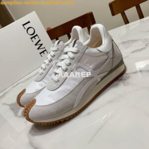 Replica Loewe Flow Runner in Suede L815282 Grey White 2