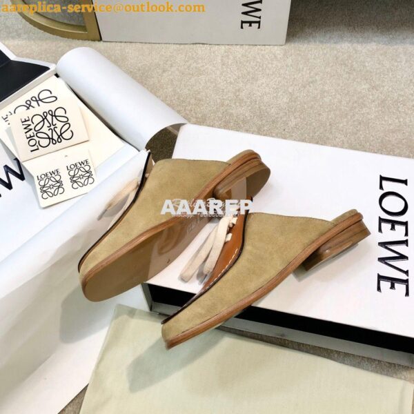 Replica Loewe Lace Up Mule In Suede And Calfskin L815379 Camel 7