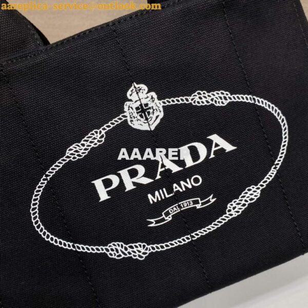 Replica Prada 1BG439 Denim Tote bag Black and white 6