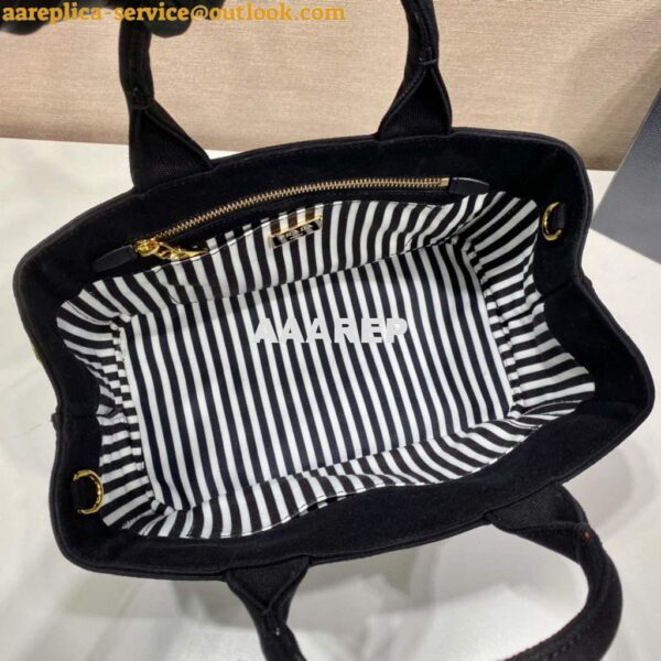 Replica Prada 1BG439 Denim Tote bag Black and white 9