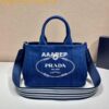 Replica Prada 1BG439 Denim Tote bag Black and white