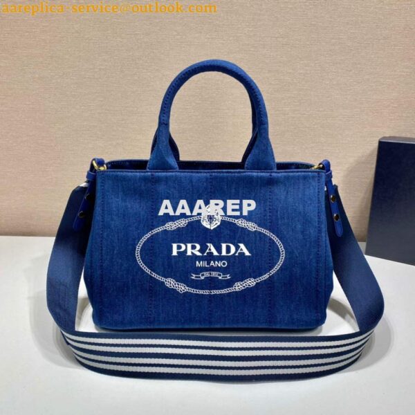 Replica Prada 1BG439 Denim Tote bag Blue 3