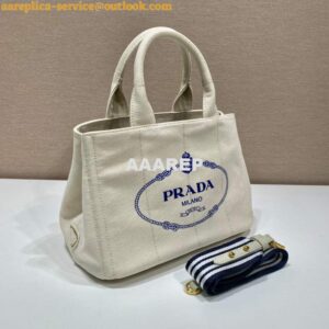 Replica Prada 1BG439 Denim Tote bag White 2