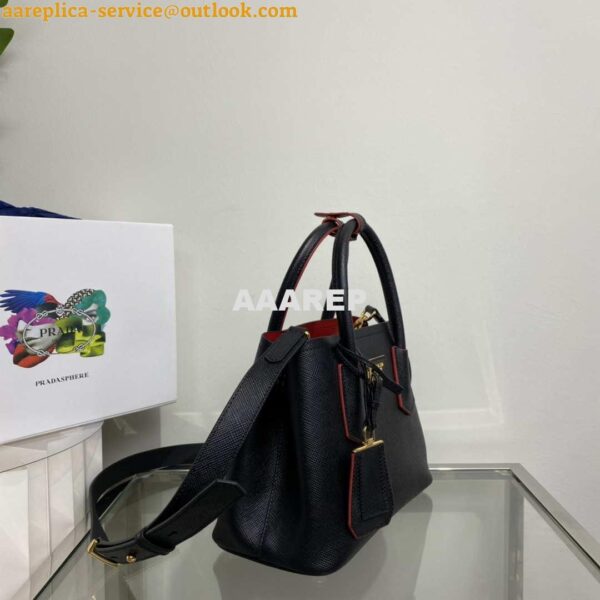 Replica Prada 1BG443 Prada Double Saffiano leather mini bag Black 4