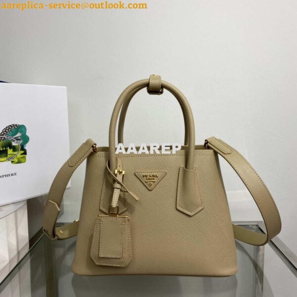 Replica Prada 1BG443 Prada Double Saffiano leather mini bag Tan 3