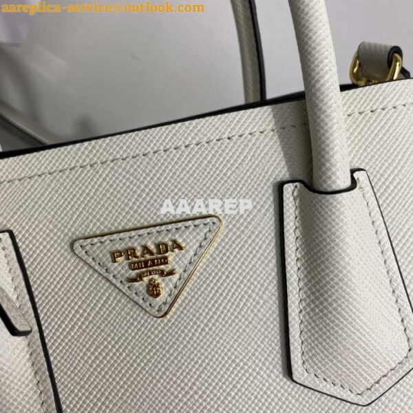 Replica Prada 1BG443 Prada Double Saffiano leather mini bag White 5