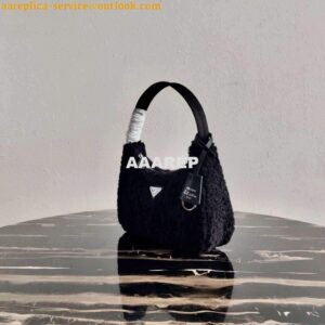 Replica Prada 1NE515 Re Edition 2000 Shearling Mini Bag Black