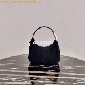 Replica Prada 1NE515 Re Edition 2000 Shearling Mini Bag Black 2