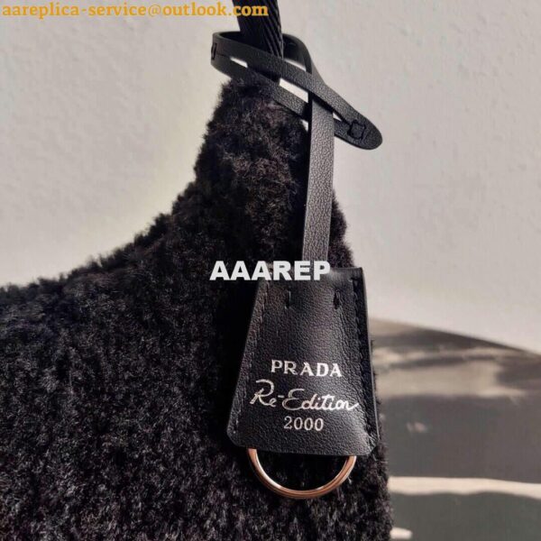 Replica Prada 1NE515 Re Edition 2000 Shearling Mini Bag Black 6