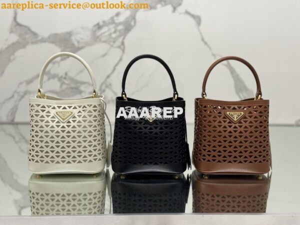 Replica Prada Panier leather mini-bag with cut-out motif 1BA217 Caramel