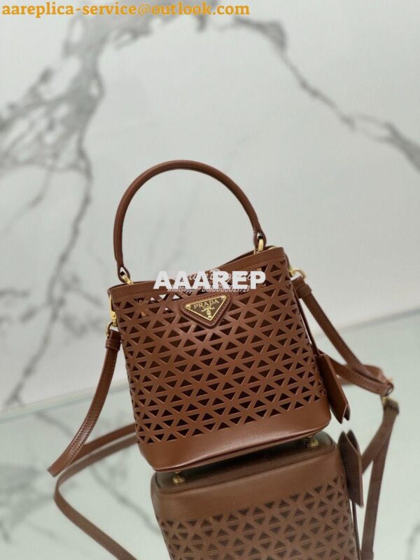 Replica Prada Panier leather mini-bag with cut-out motif 1BA217 Caramel 3