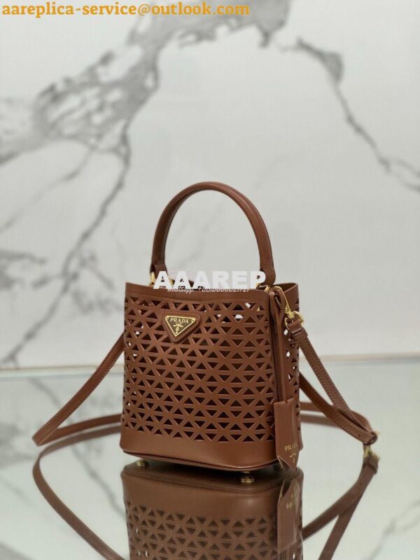 Replica Prada Panier leather mini-bag with cut-out motif 1BA217 Caramel 4
