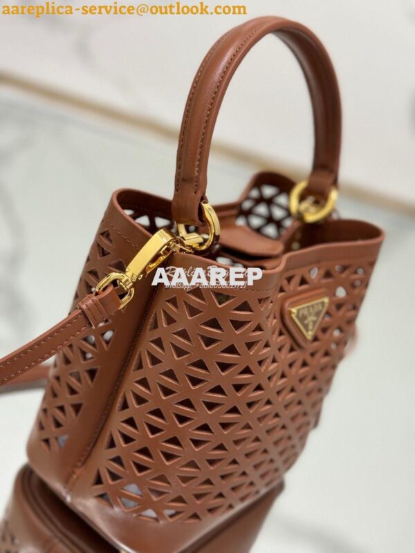 Replica Prada Panier leather mini-bag with cut-out motif 1BA217 Caramel 8