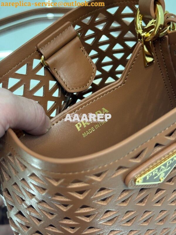 Replica Prada Panier leather mini-bag with cut-out motif 1BA217 Caramel 9